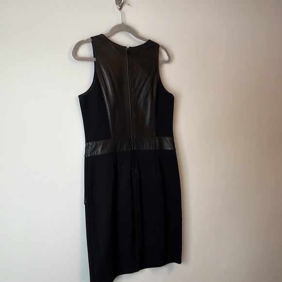 Edgy, mixed material party dress by Pink Tartan. Leather accents. - Picture 5 of 6